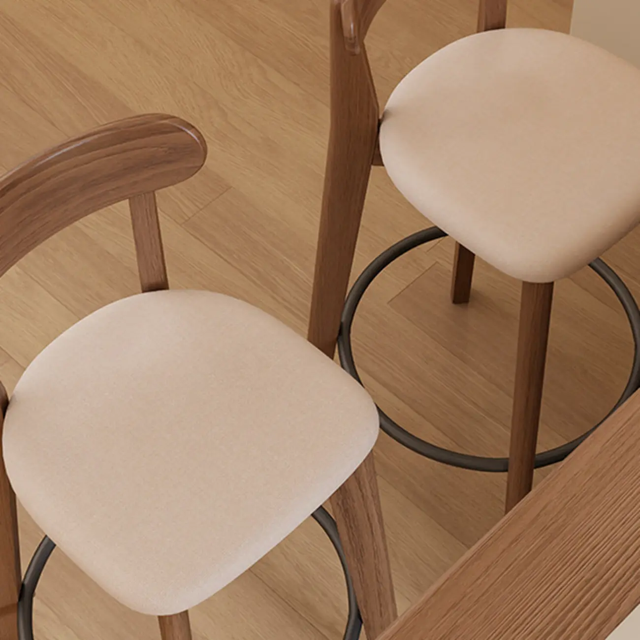 Comfortable Square Brown Wood Bar Stool with Backs Image - 3 | homeyfad