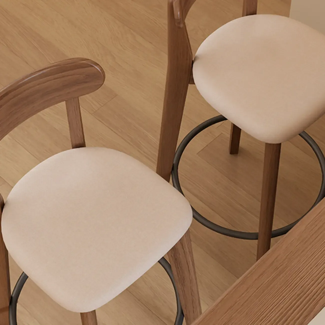 Comfortable Square Brown Wood Bar Stool with Backs Image - 3