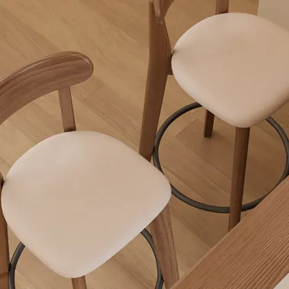 Comfortable Square Brown Wood Bar Stool with Backs Image - 3