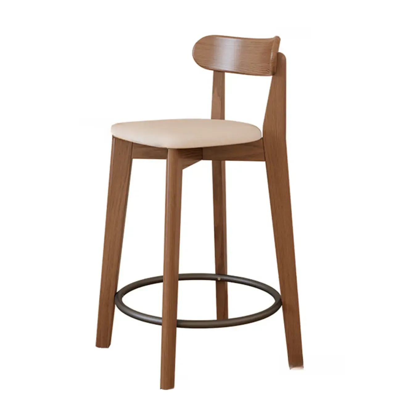 Comfortable Square Brown Wood Bar Stool with Backs Image - 9