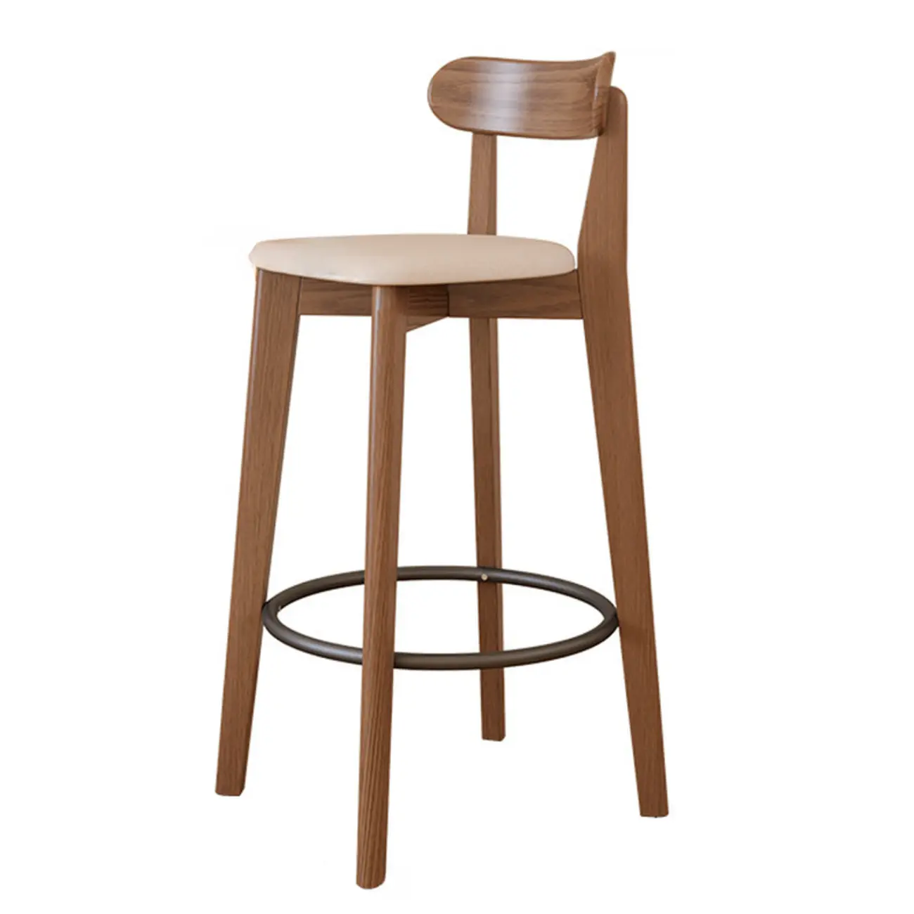 Comfortable Square Brown Wood Bar Stool with Backs Image - 10 | homeyfad