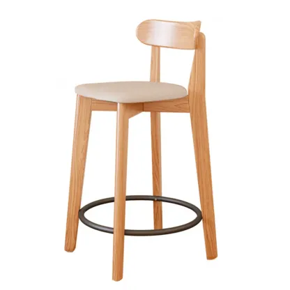 Comfortable Square Brown Wood Bar Stool with Backs Image - 11