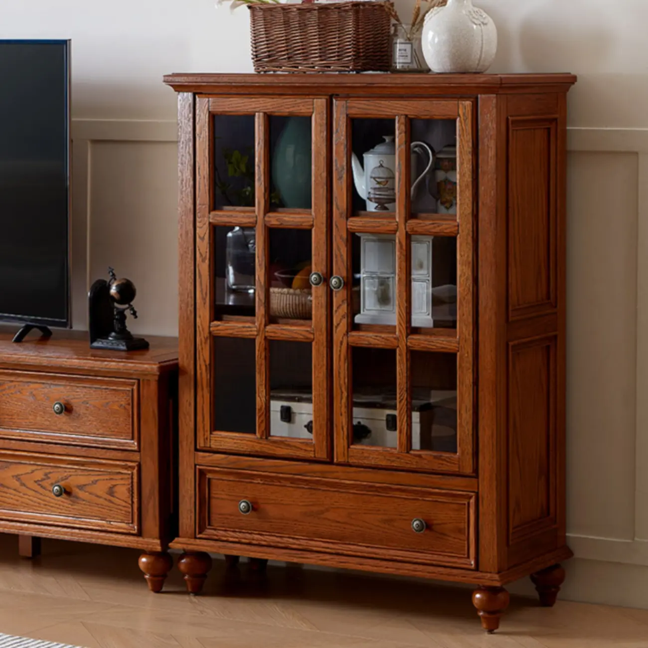 Scandinavian Wooden Floor Display Cabinet for Home Decor Image - 3 | homeyfad