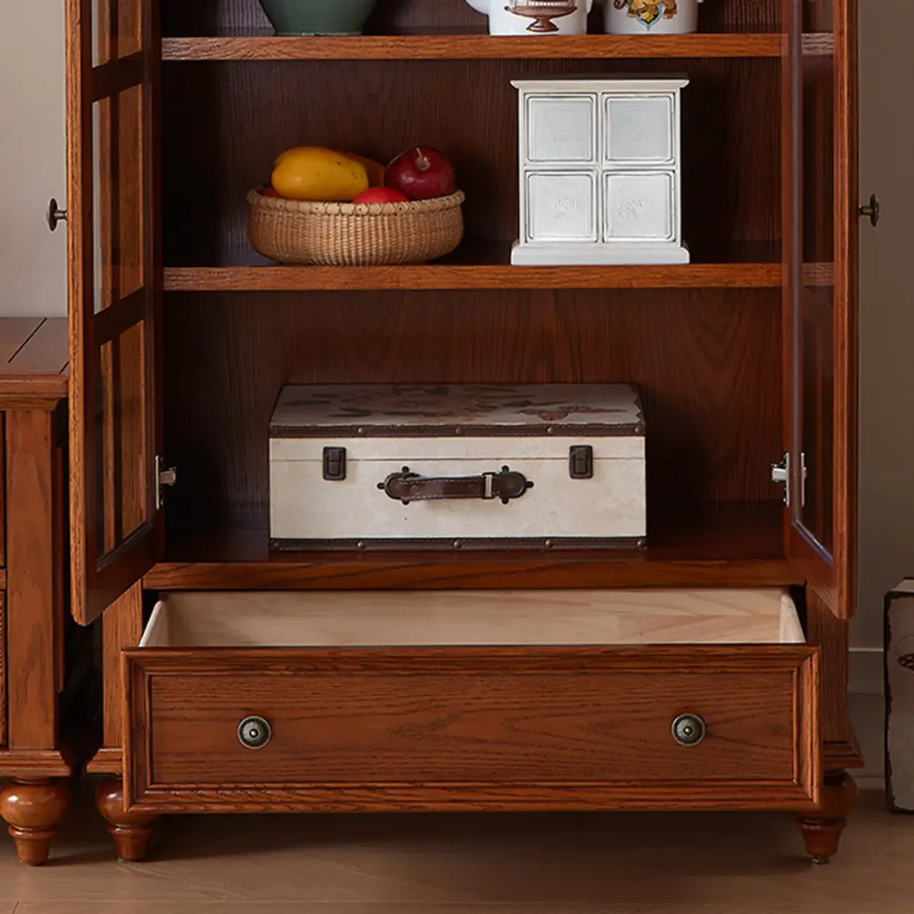 Scandinavian Wooden Floor Display Cabinet for Home Decor Image - 11