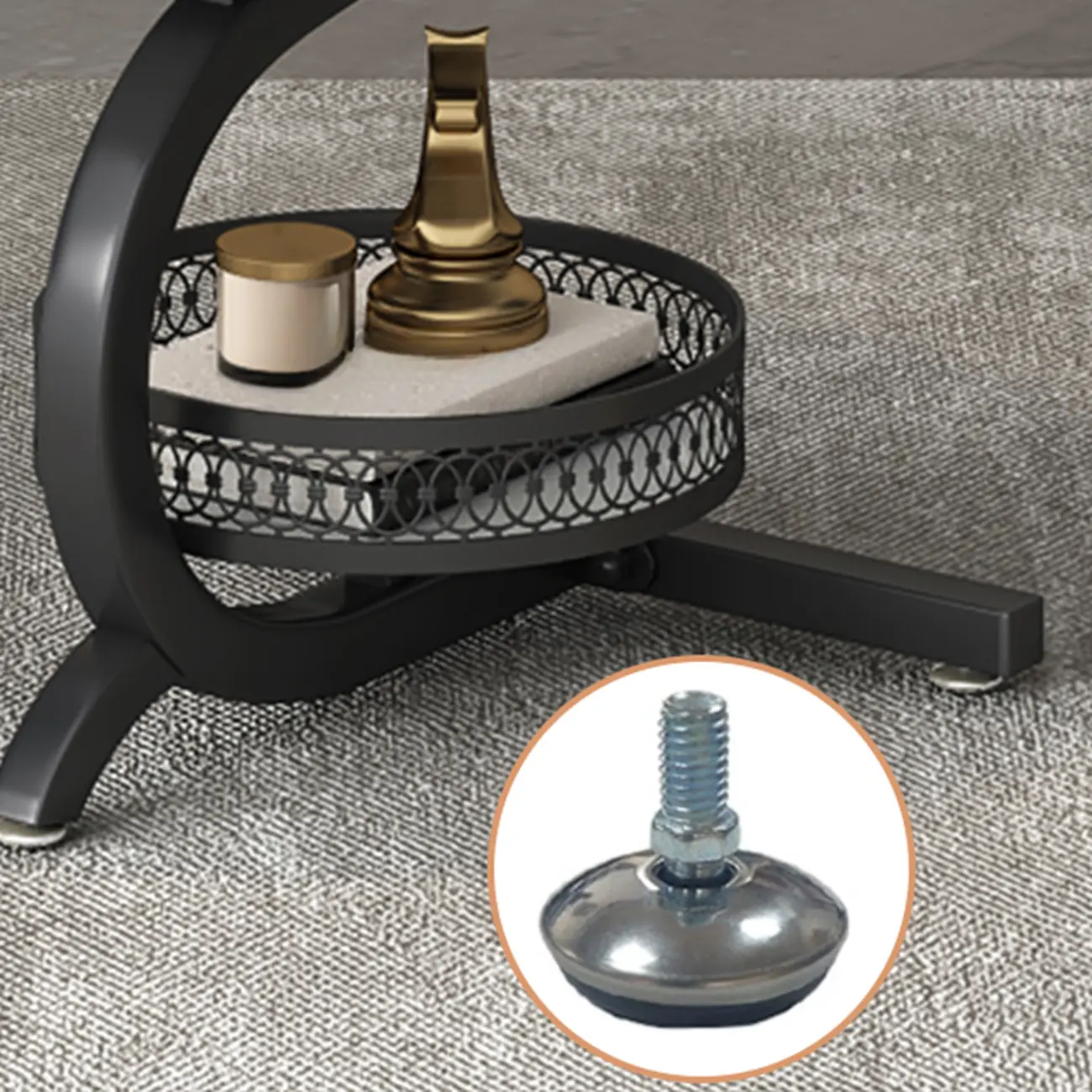 Glam Abstract White Stone 3-Layer Round Side Table Image - 8 | homeyfad