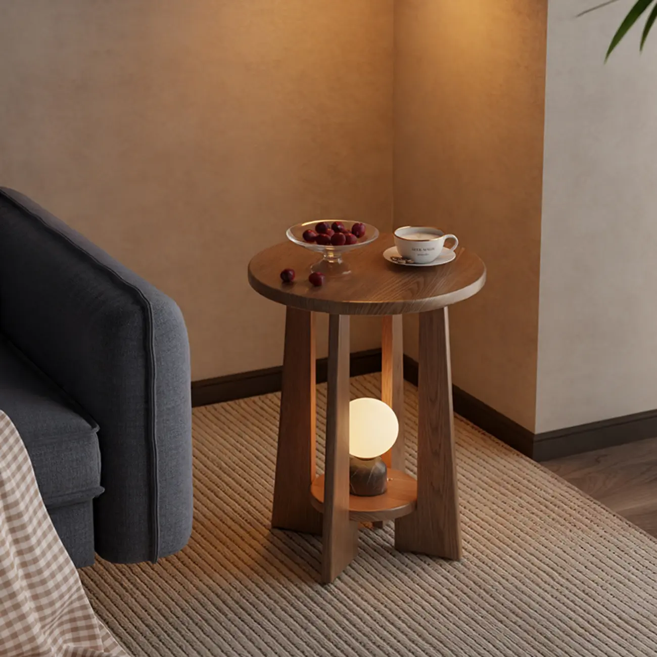 Art Deco Small Walnut Wood Round Side Table Image - 1 | homeyfad