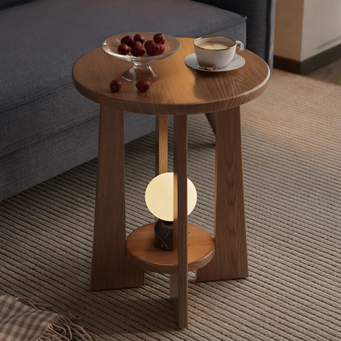 Art Deco Small Walnut Wood Round Side Table Image - 2 | homeyfad