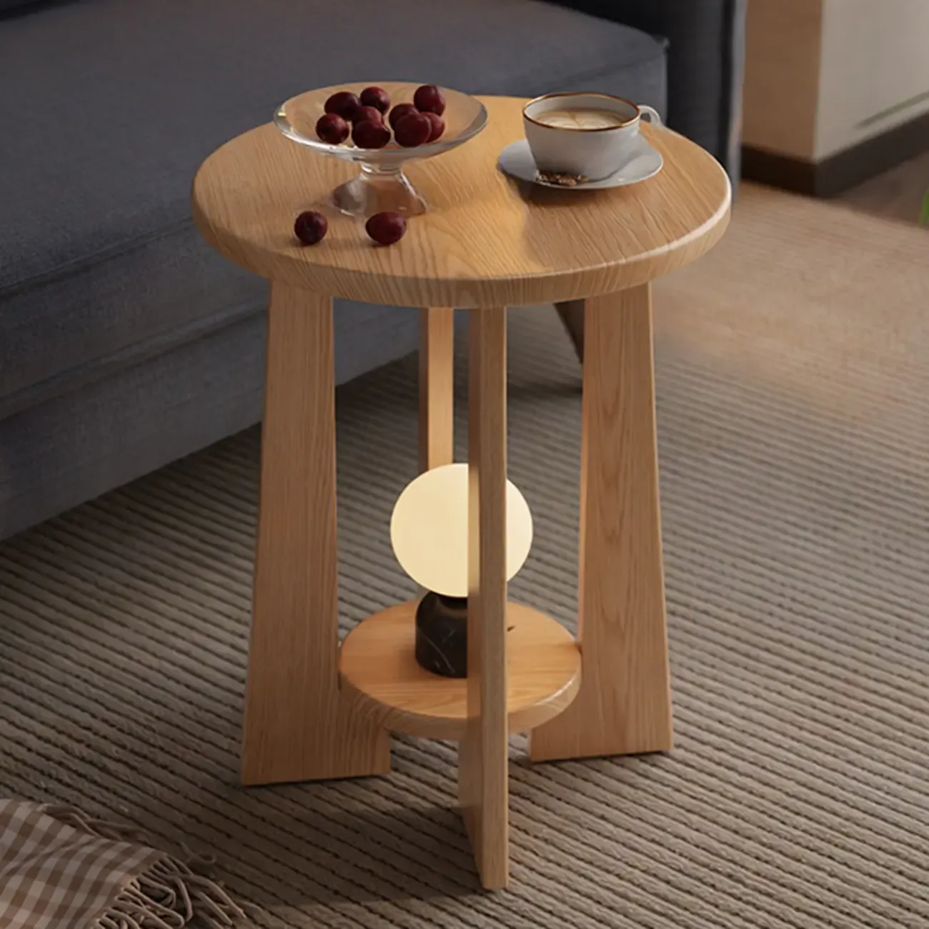 Art Deco Small Walnut Wood Round Side Table Image - 3