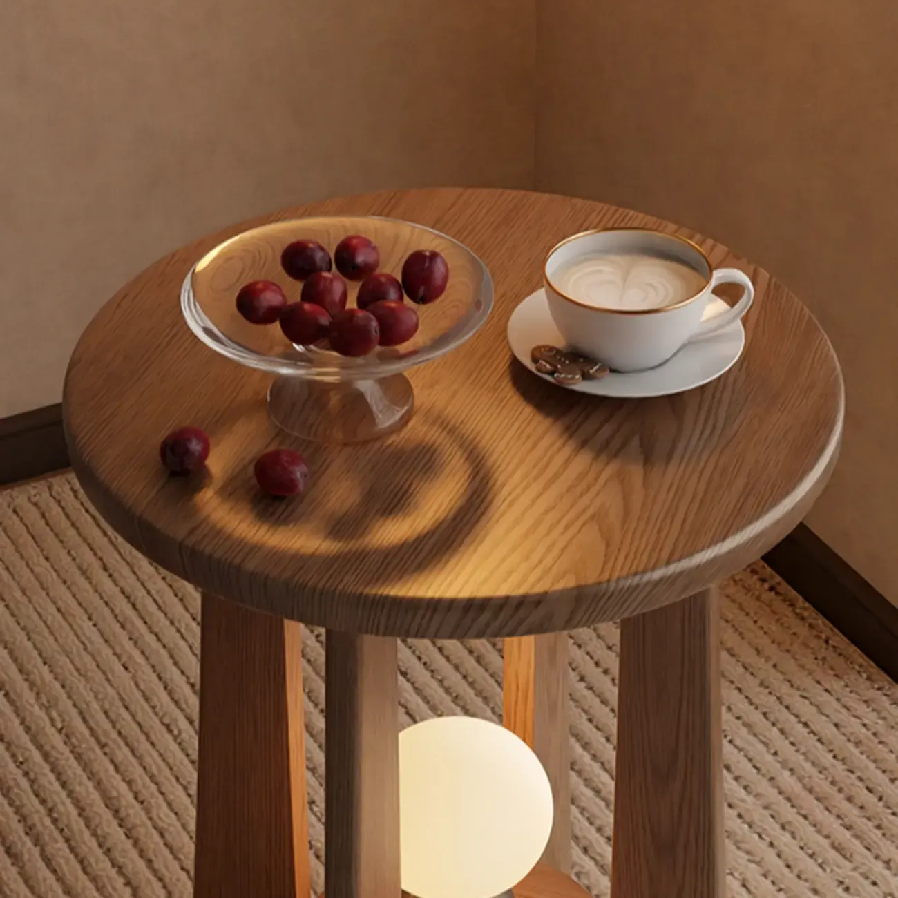 Art Deco Small Walnut Wood Round Side Table Image - 4