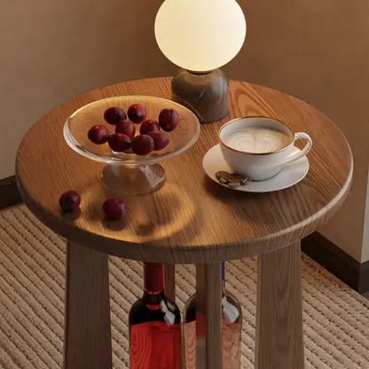 Art Deco Small Walnut Wood Round Side Table Image - 9