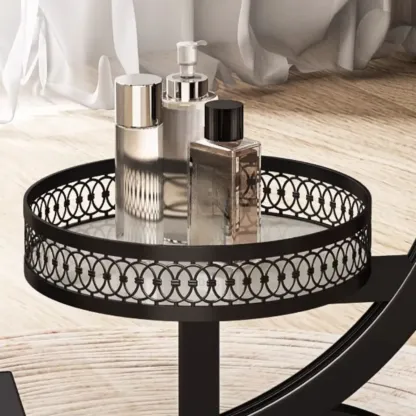 Glam Stone Top Metal Base C-Shape Side Table Image - 5