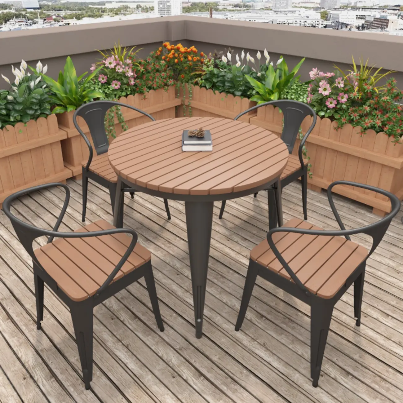 Trendy Sepia Orbicular Outdoor Dining Table Image - 1 | homeyfad