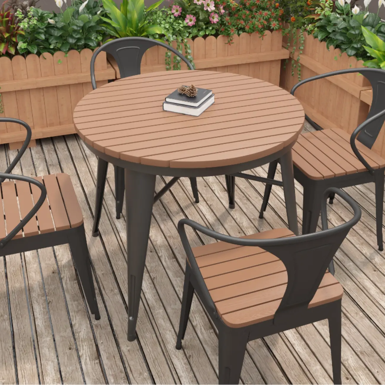 Trendy Sepia Orbicular Outdoor Dining Table Image - 2 | homeyfad