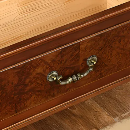 Tall Classic Brown Wooden Display Corner Bookcase with Drawer Image - 11