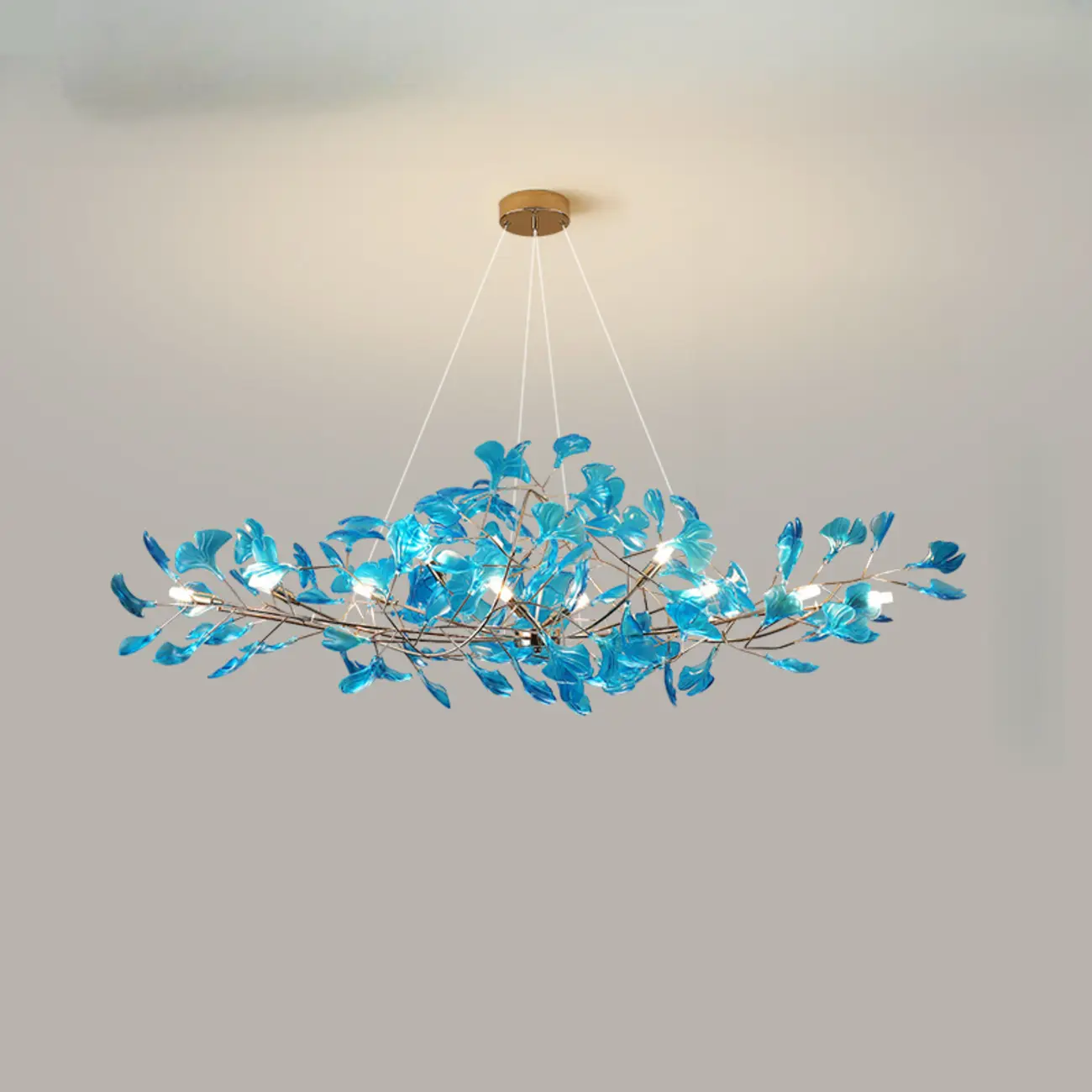 Art Deco Modern Amber Arylic Floral Leaf Chandelier Image - 9 | homeyfad