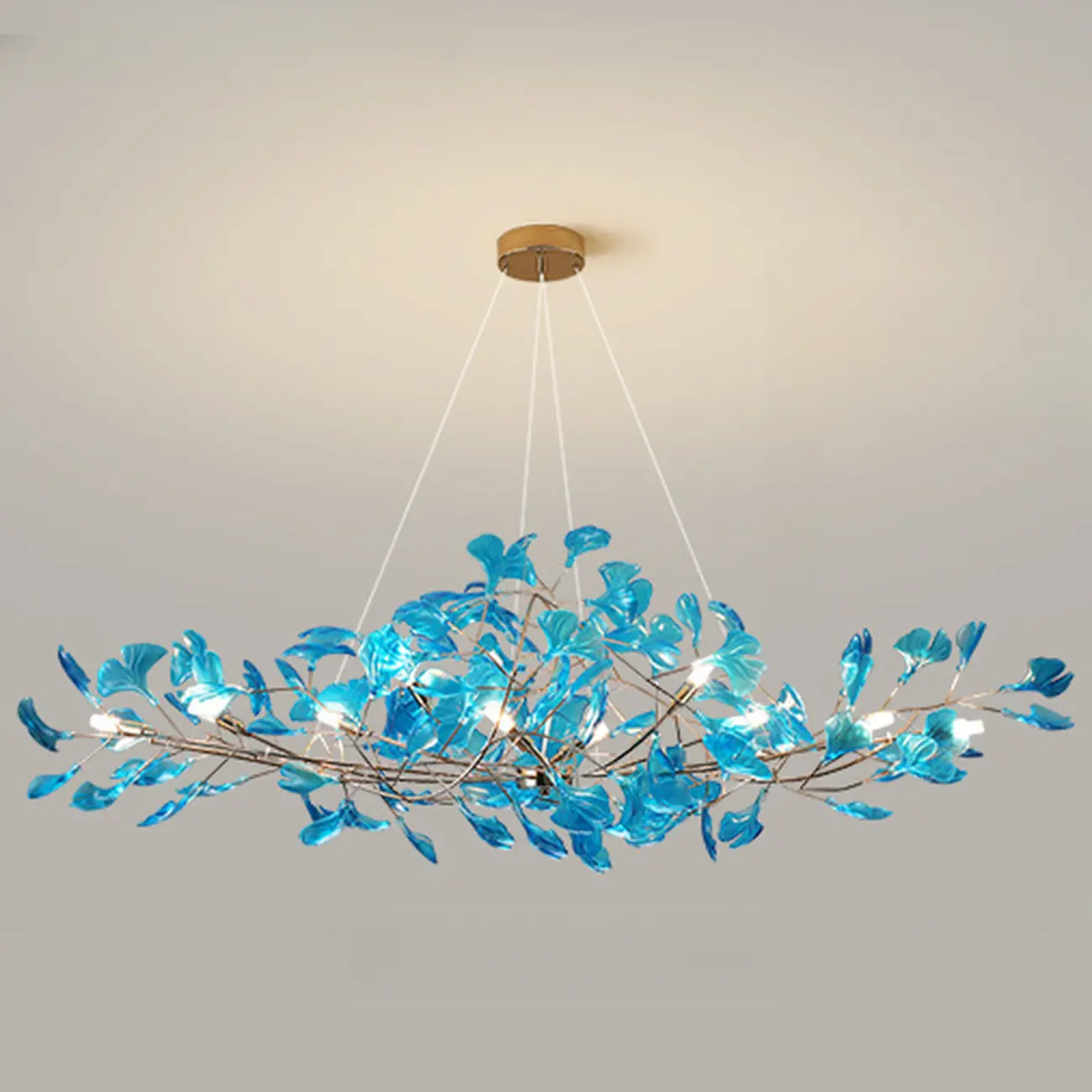 Art Deco Modern Amber Arylic Floral Leaf Chandelier Image - 5 | homeyfad