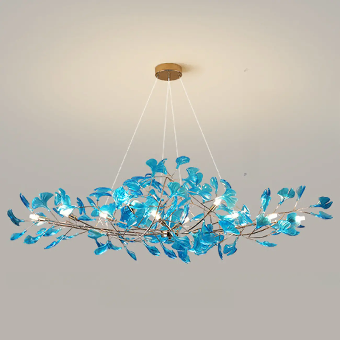 Art Deco Modern Amber Arylic Floral Leaf Chandelier Image - 11 | homeyfad