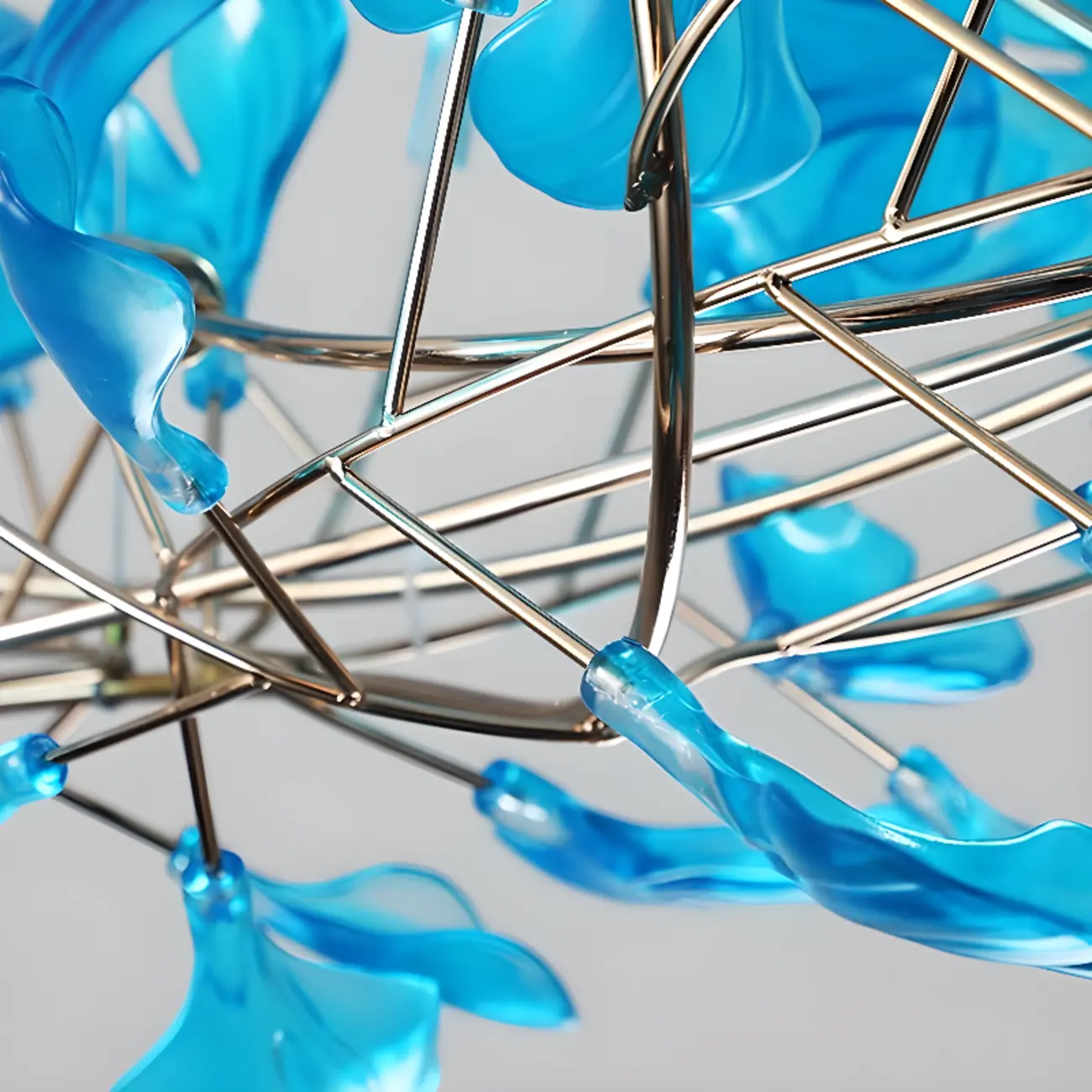 Art Deco Modern Amber Arylic Floral Leaf Chandelier Image - 6 | homeyfad