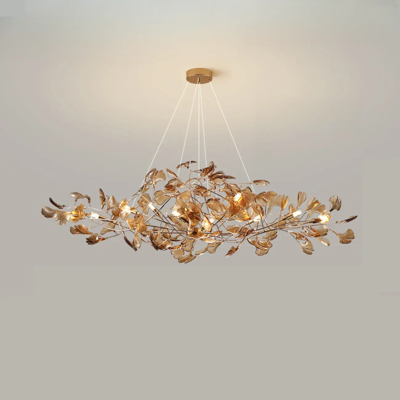 Art Deco Modern Amber Arylic Floral Leaf Chandelier Image - 12 | homeyfad