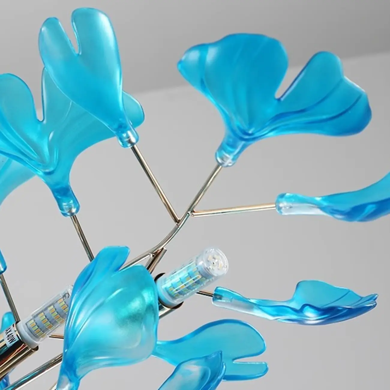 Art Deco Modern Amber Arylic Floral Leaf Chandelier Image - 7 | homeyfad