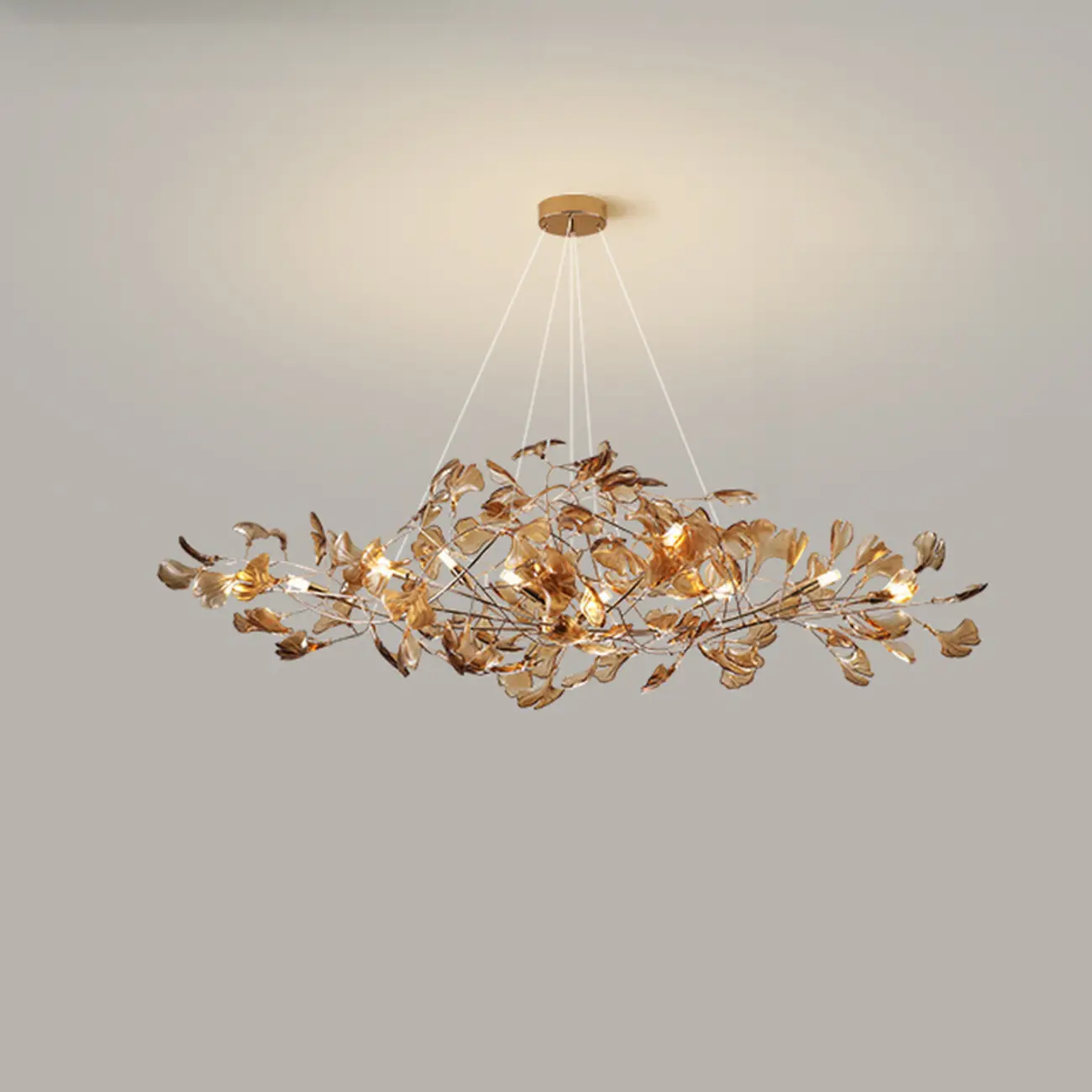 Art Deco Modern Amber Arylic Floral Leaf Chandelier Image - 14 | homeyfad