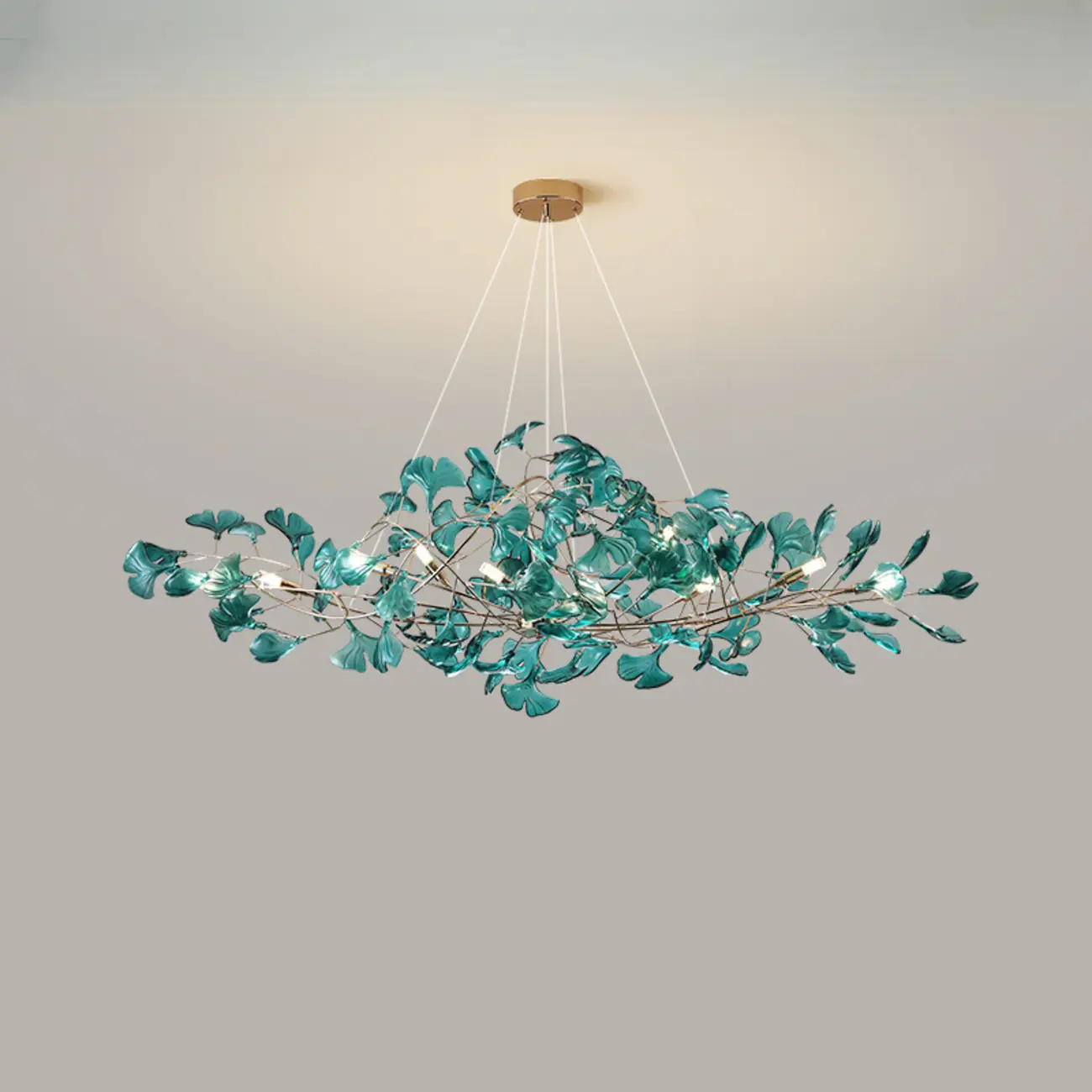 Art Deco Modern Amber Arylic Floral Leaf Chandelier Image - 16 | homeyfad