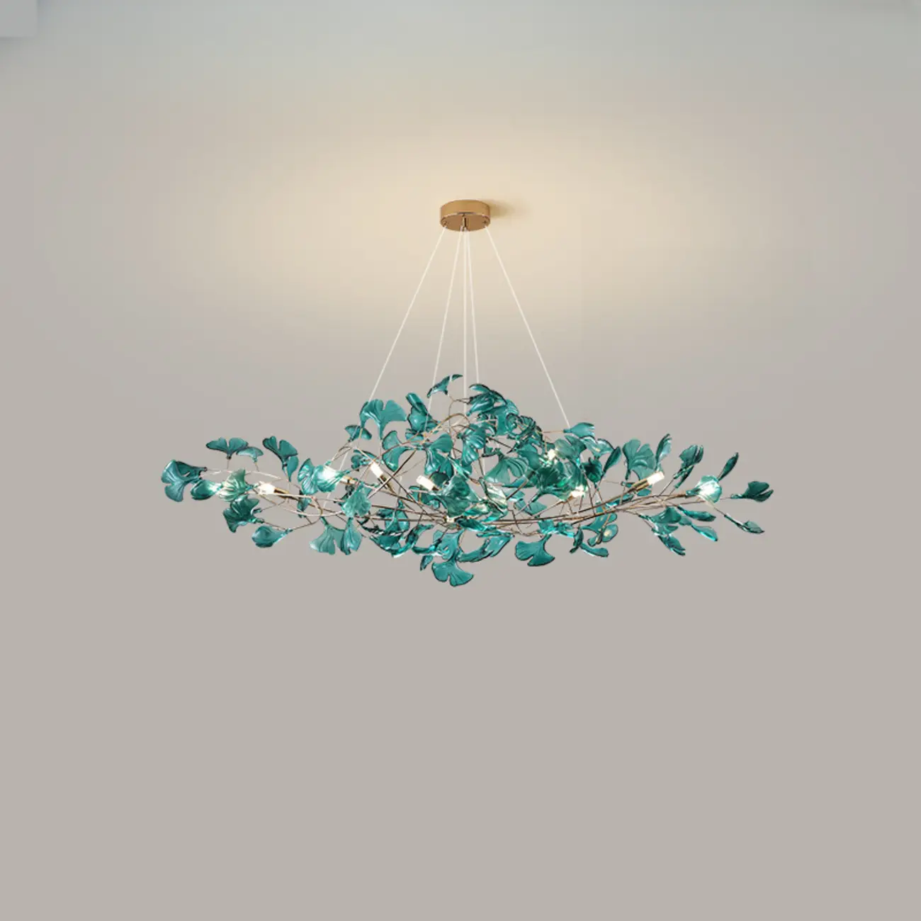 Art Deco Modern Amber Arylic Floral Leaf Chandelier Image - 17 | homeyfad