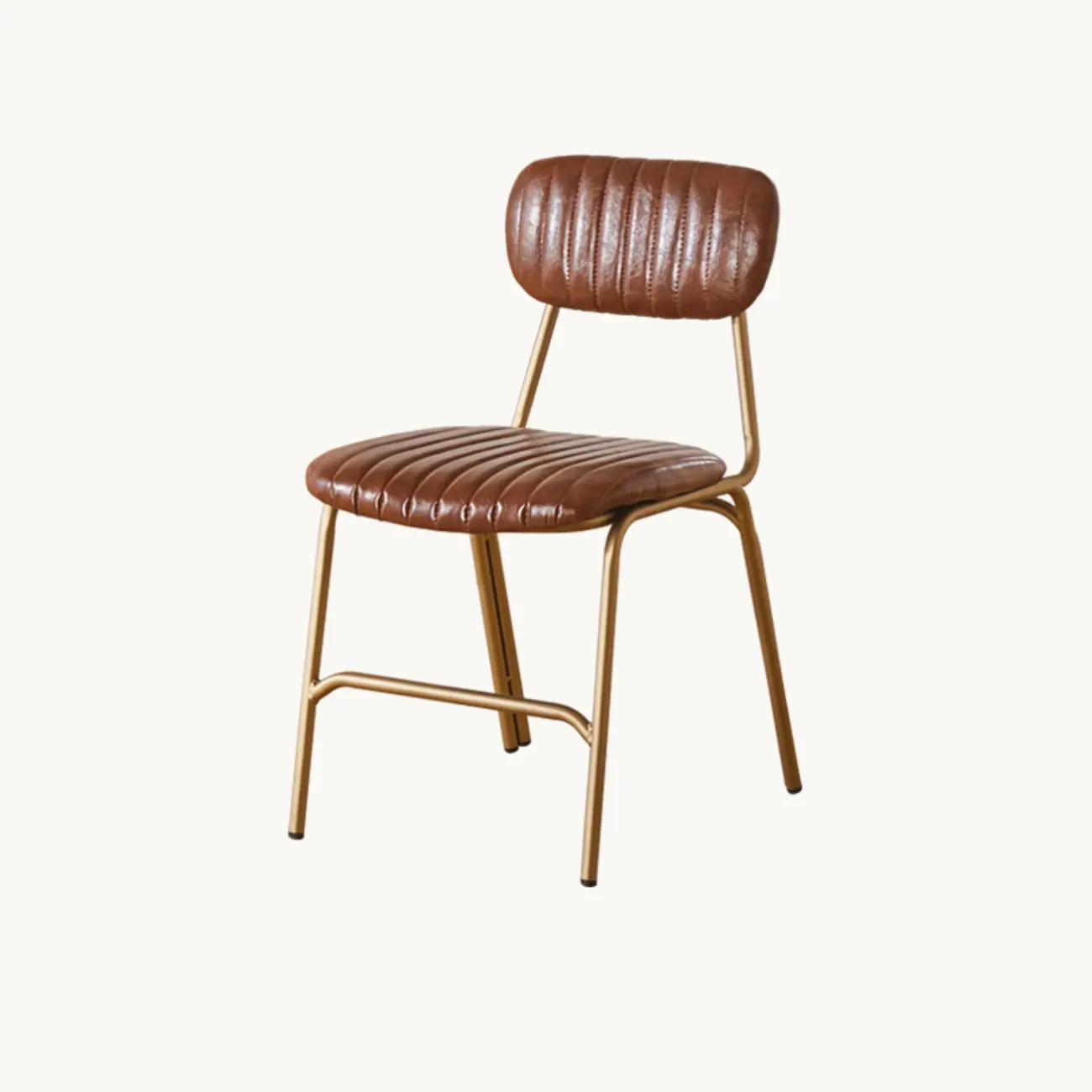 Modern Metal Frame Faux Leather Open Back Dining Chair Image - 2 | homeyfad