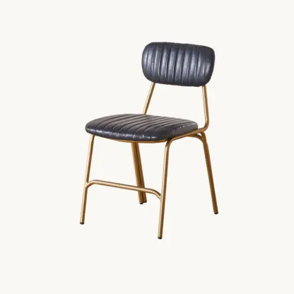 Modern Metal Frame Faux Leather Open Back Dining Chair Image - 5