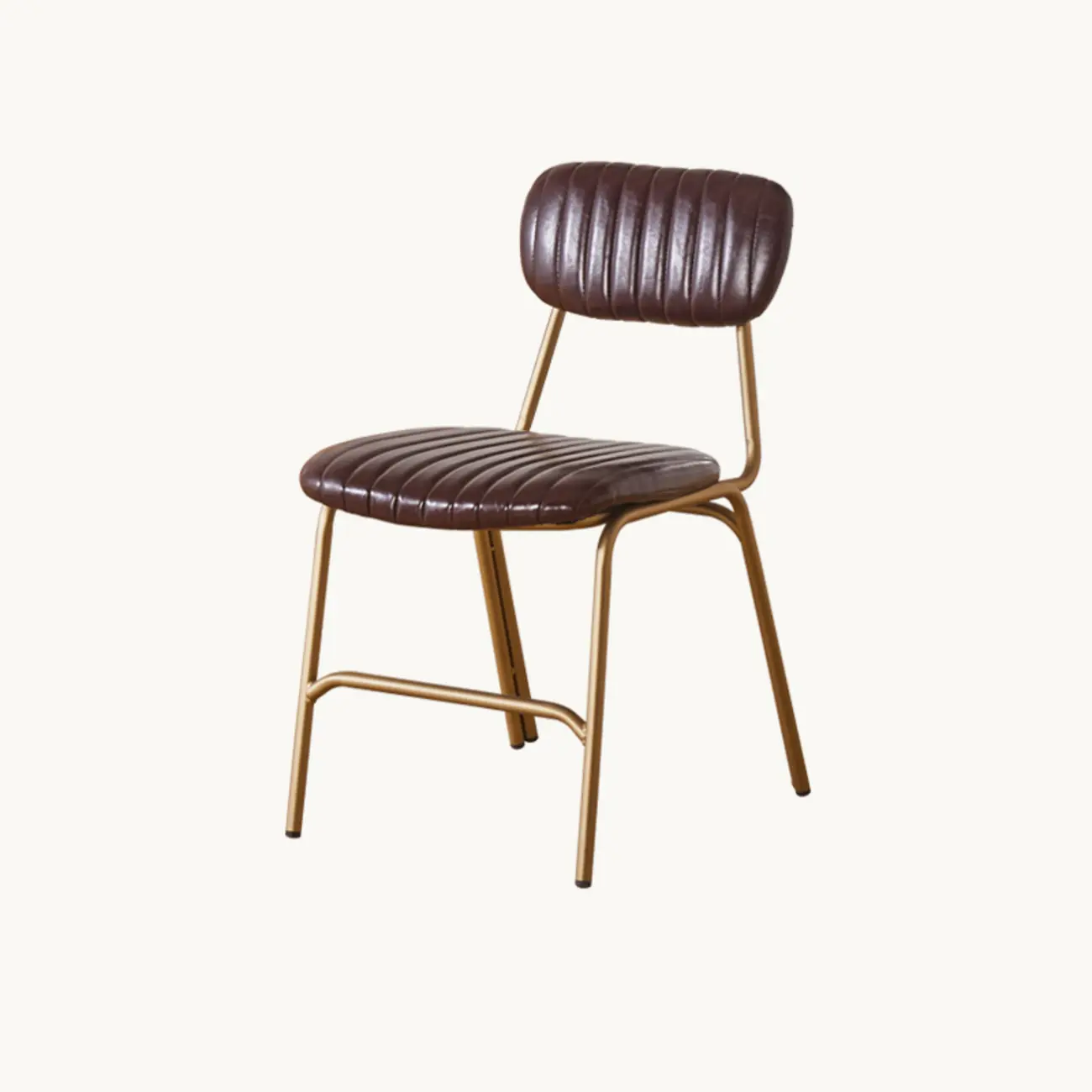 Modern Metal Frame Faux Leather Open Back Dining Chair Image - 7 | homeyfad