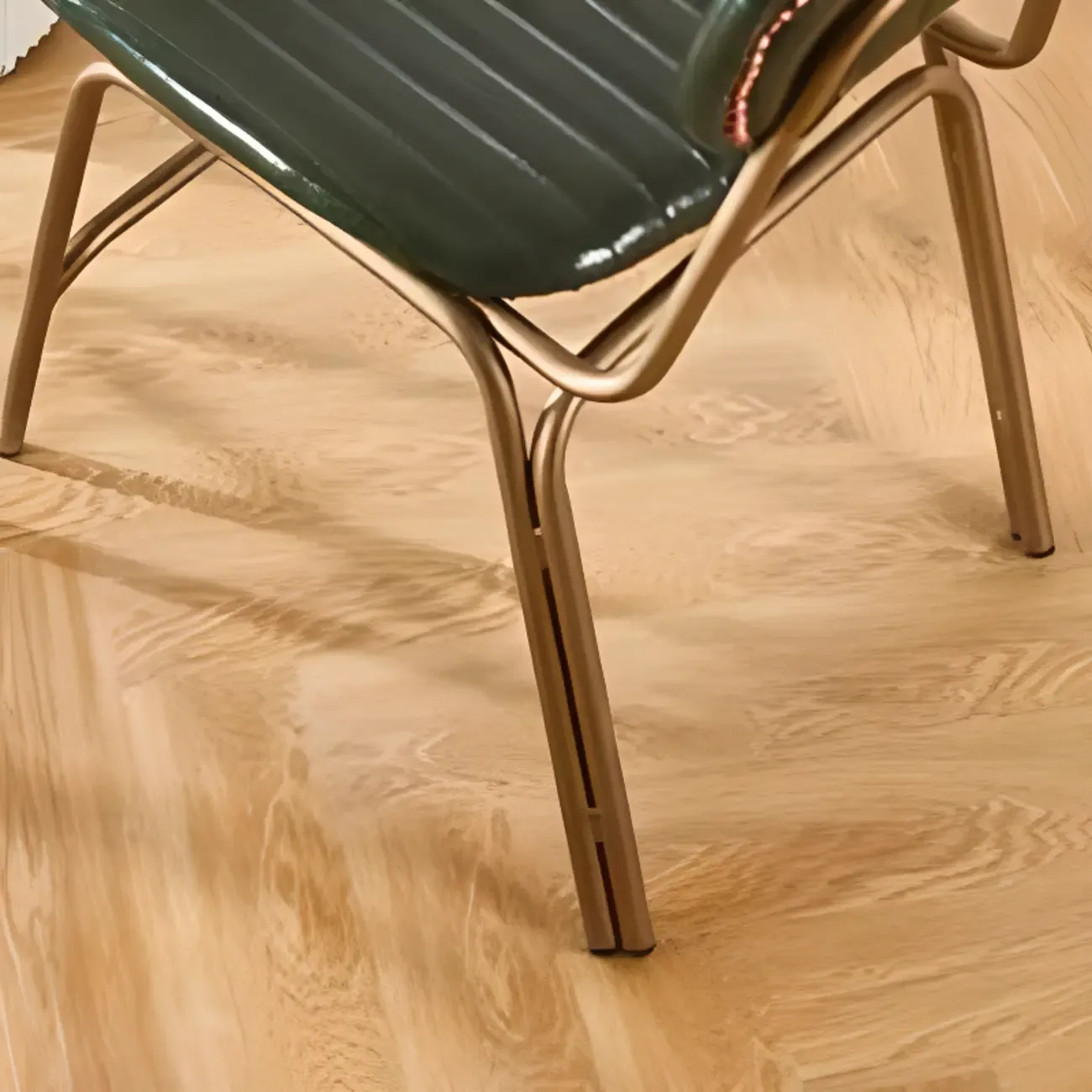 Modern Metal Frame Faux Leather Open Back Dining Chair Image - 8