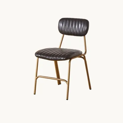 Modern Metal Frame Faux Leather Open Back Dining Chair Image - 9