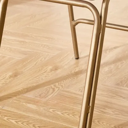 Modern Metal Frame Faux Leather Open Back Dining Chair Image - 10