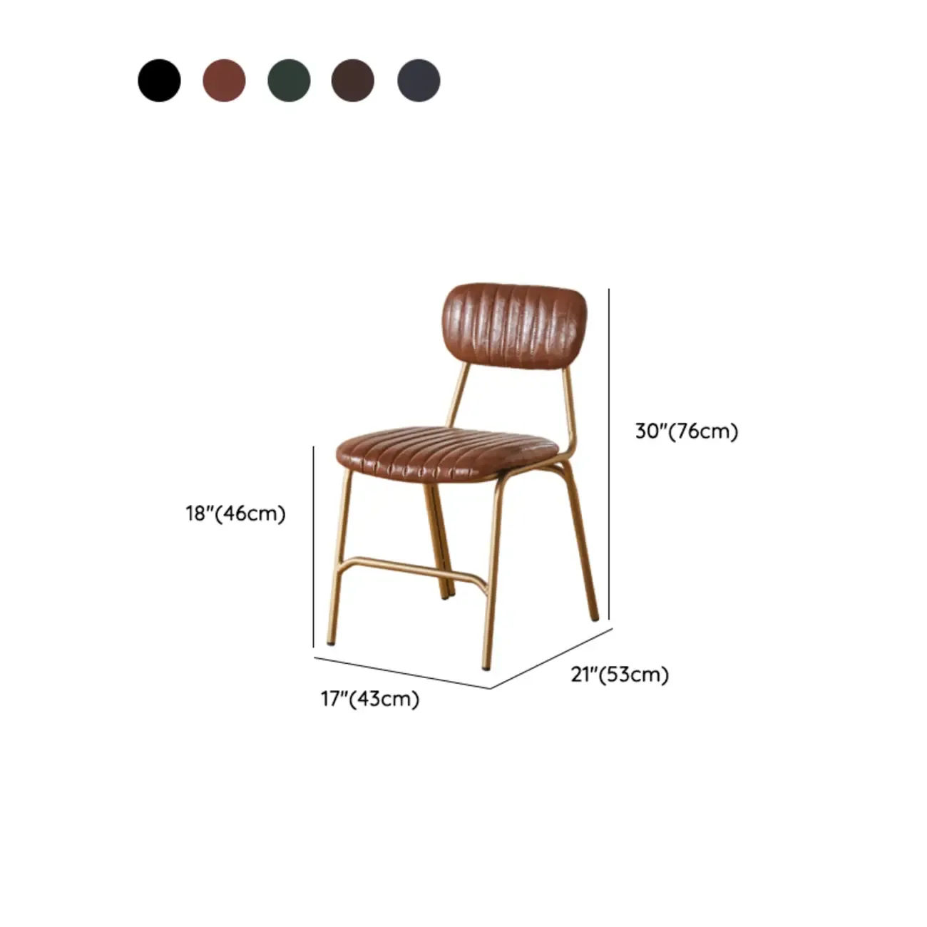 Modern Metal Frame Faux Leather Open Back Dining Chair #size