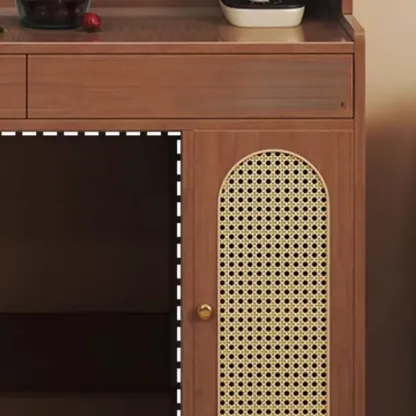 2-Drawer Brown Wood Kitchen Storage Cabinet with Hutch Image - 3