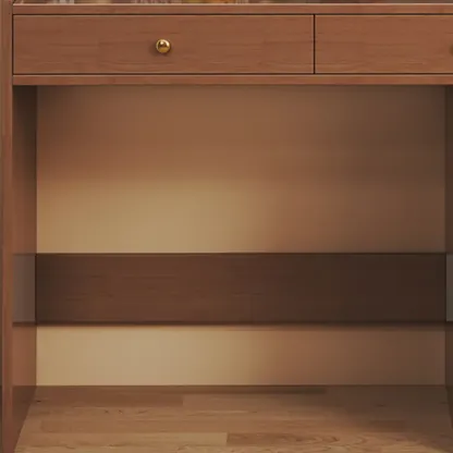 2-Drawer Brown Wood Kitchen Storage Cabinet with Hutch Image - 7