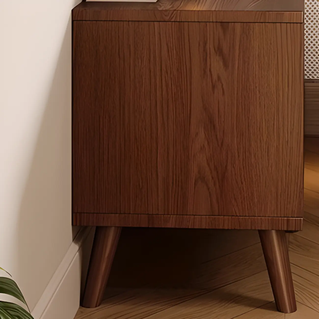 Traditional Wooden Nut-Brown Bedside Double Drawer Nightstand Image - 10 | homeyfad