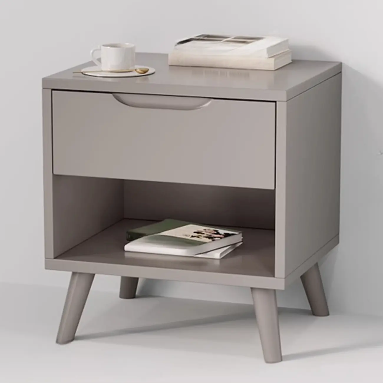 Traditional Wooden Nut-Brown Bedside Double Drawer Nightstand Image - 13 | homeyfad