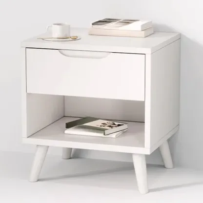 Traditional Wooden Nut-Brown Bedside Double Drawer Nightstand Image - 15