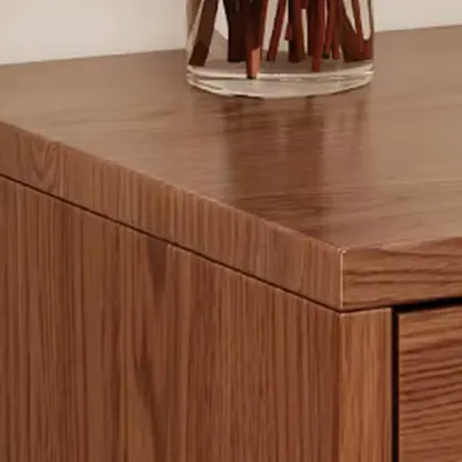 Traditional Wooden Nut-Brown Bedside Double Drawer Nightstand Image - 19