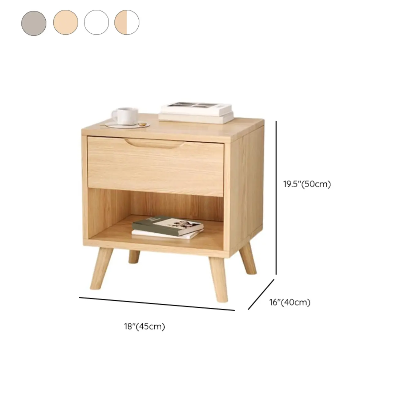 Traditional Wooden Nut-Brown Bedside Double Drawer Nightstand Image - 21 | homeyfad