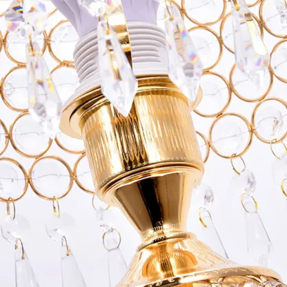 Traditional Luxurious Empire Gold Crystal Bedside Lamps Image - 7