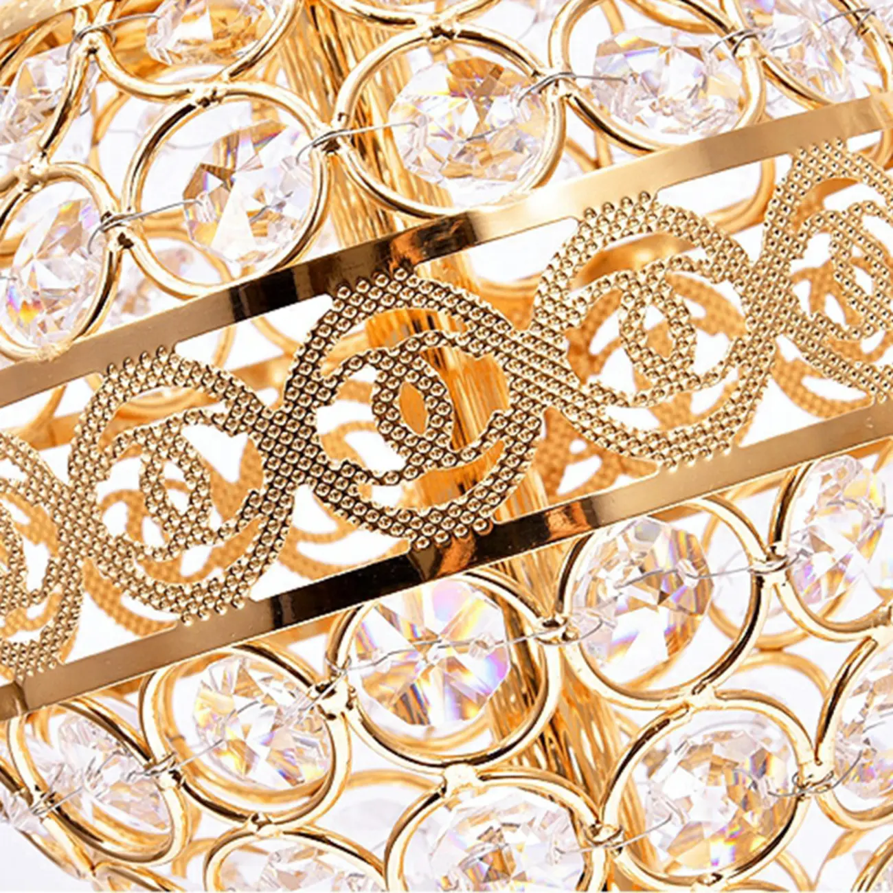 Traditional Luxurious Empire Gold Crystal Bedside Lamps Image - 8 | homeyfad