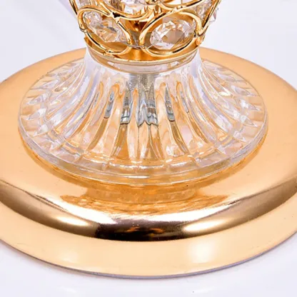 Traditional Luxurious Empire Gold Crystal Bedside Lamps Image - 9