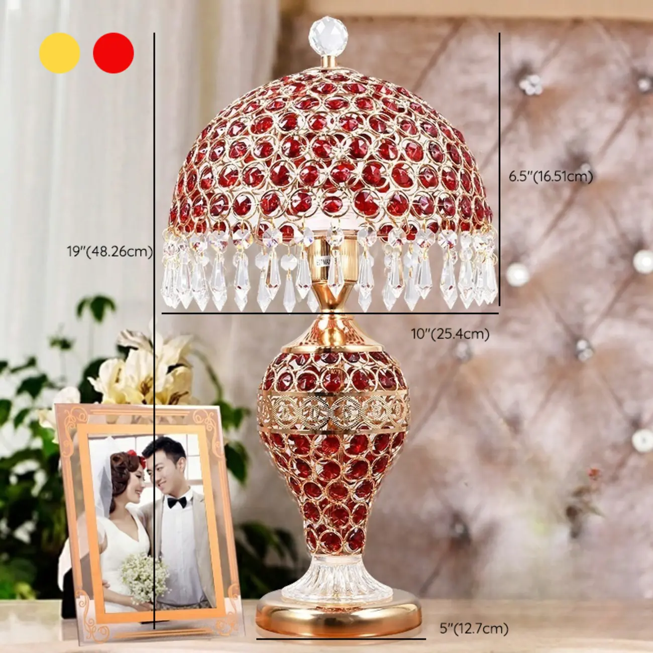 Traditional Luxurious Empire Gold Crystal Bedside Lamps #size | homeyfad