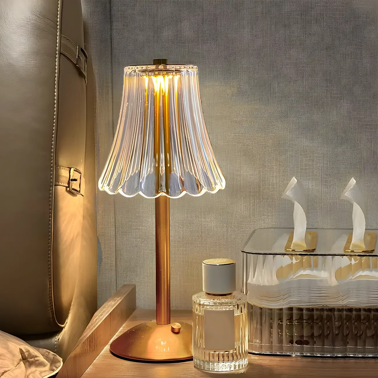 Crystal Table Lamp Stepless Dimming LED for Bedroom Image - 2