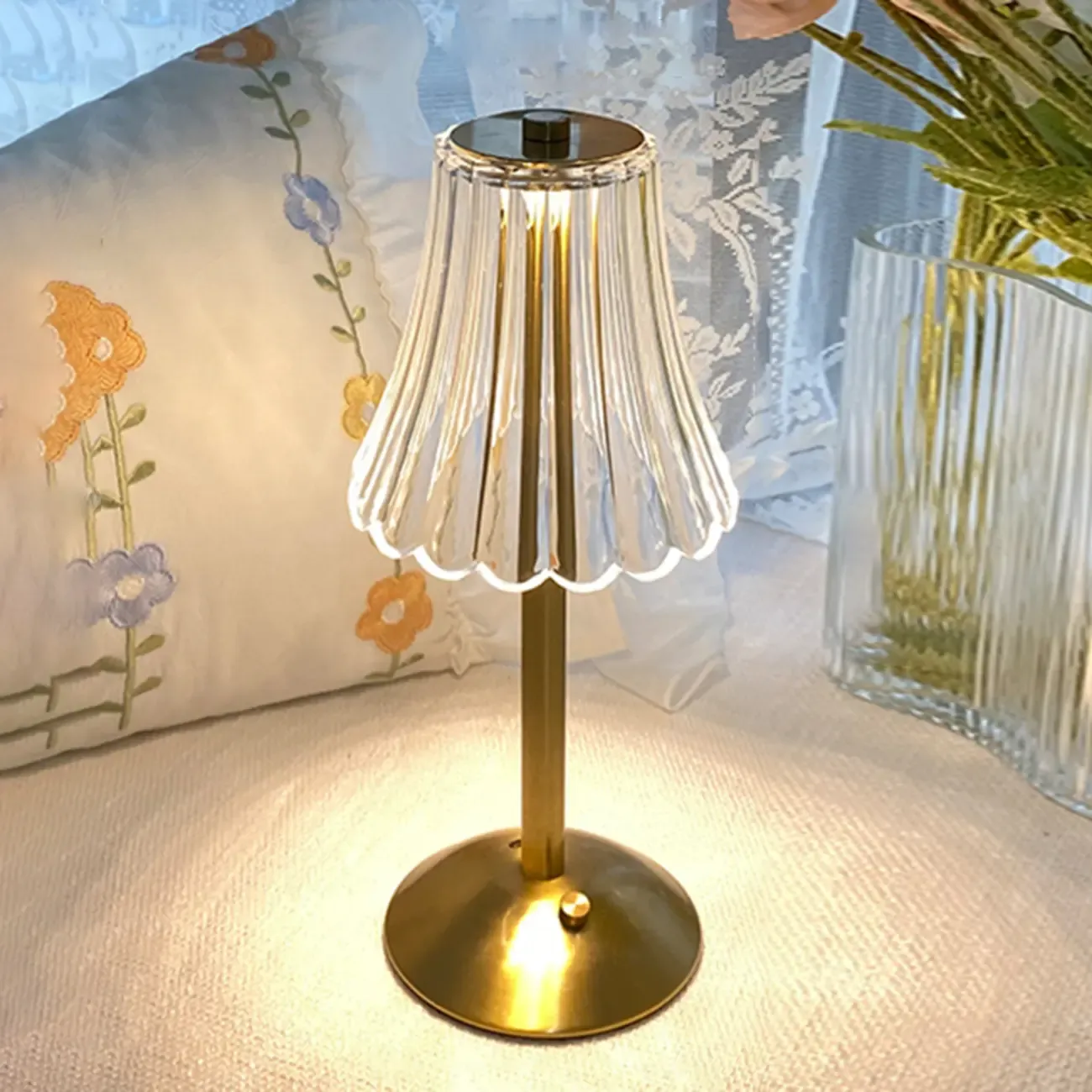 Crystal Table Lamp Stepless Dimming LED for Bedroom Image - 4