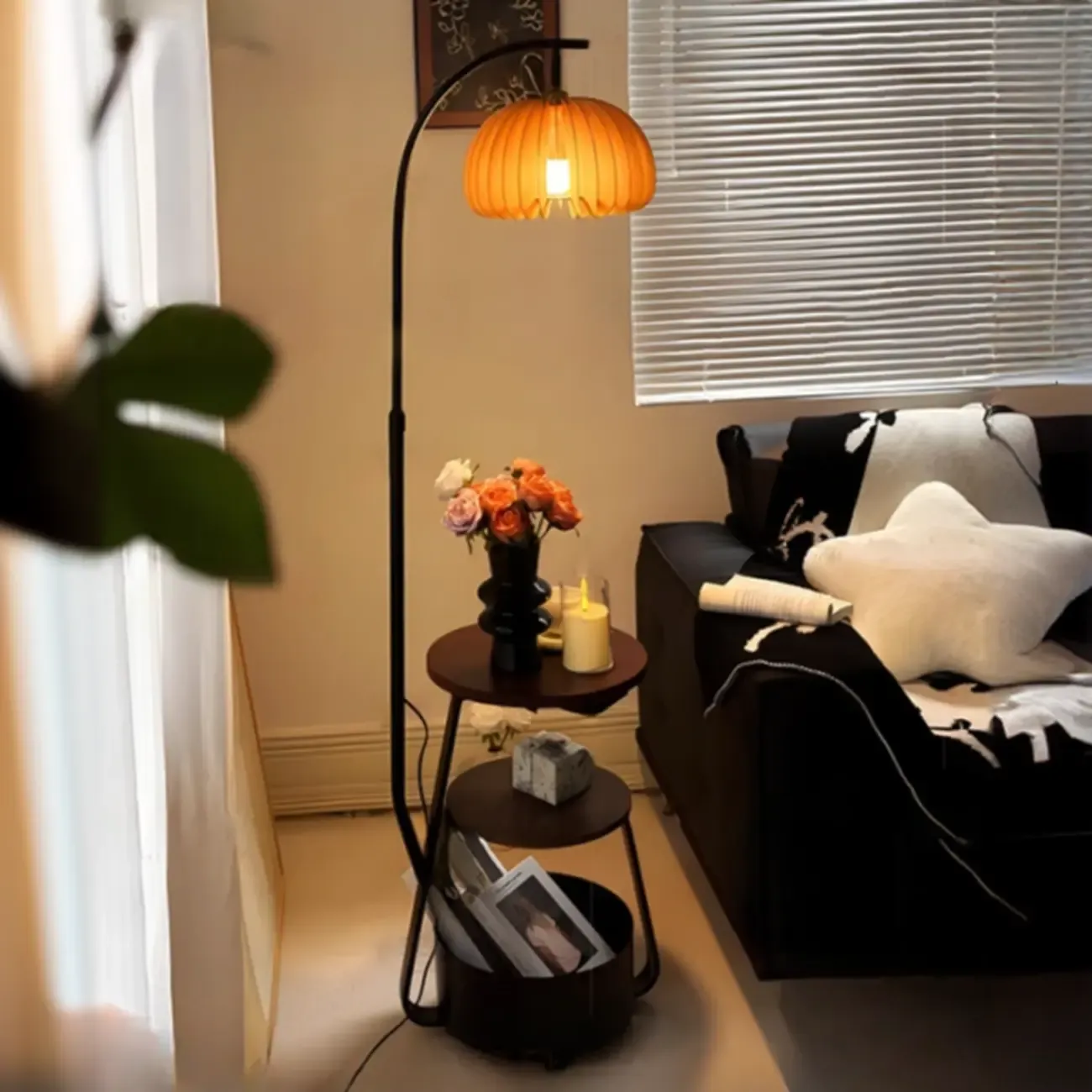 Mid Century Modern 3-layer Shelves Geometric Floor Lamp Image - 1