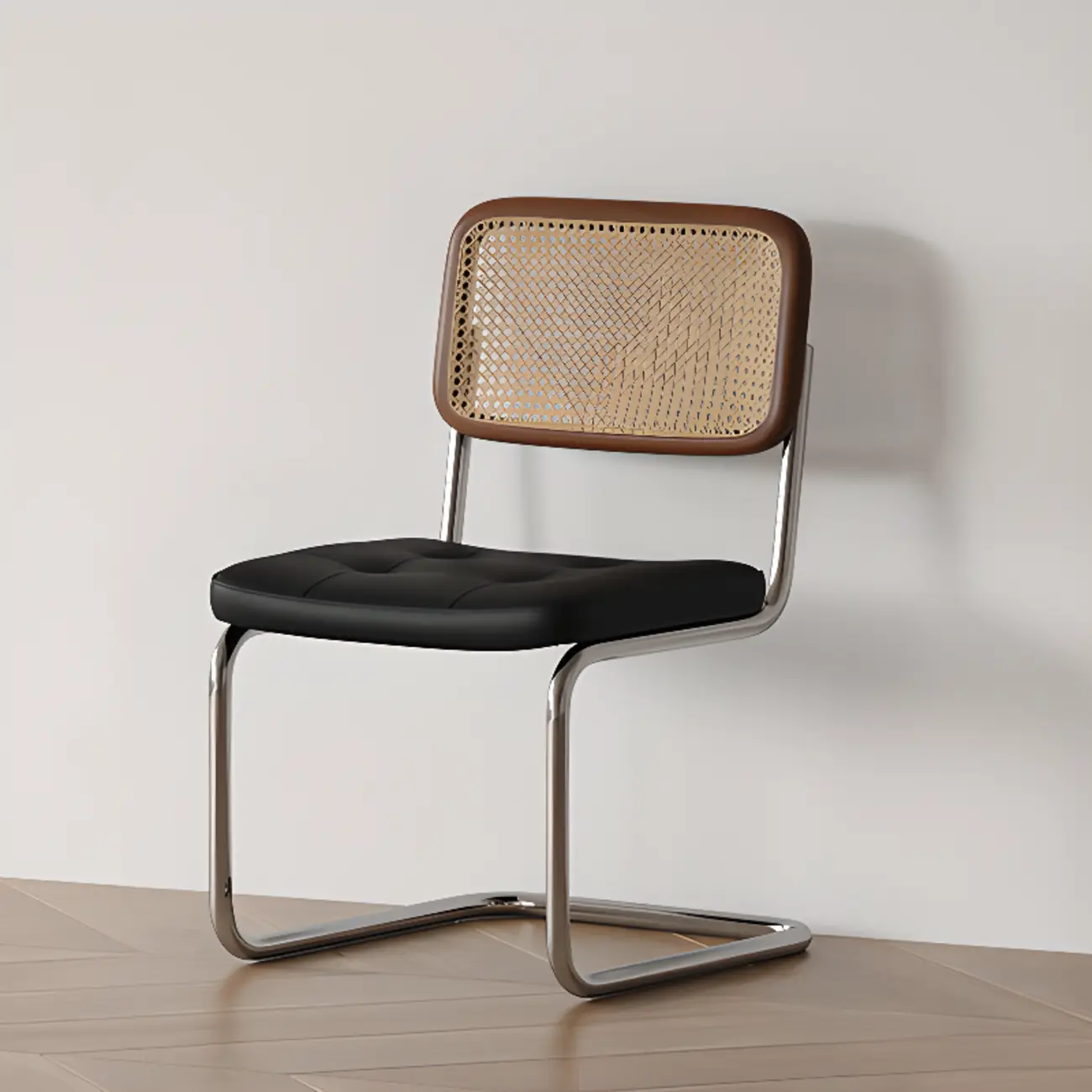 Scandinavian Tufted Leather Armless Dining Chair Image - 3 | homeyfad