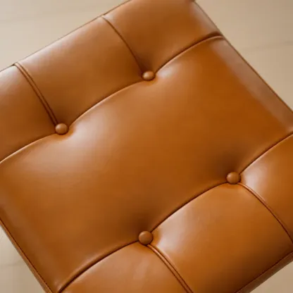 Scandinavian Tufted Leather Armless Dining Chair Image - 6